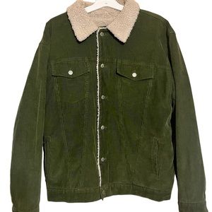 Vintage Gap Forest Green Corduroy Sherpa Lined Trucker Jacket XL